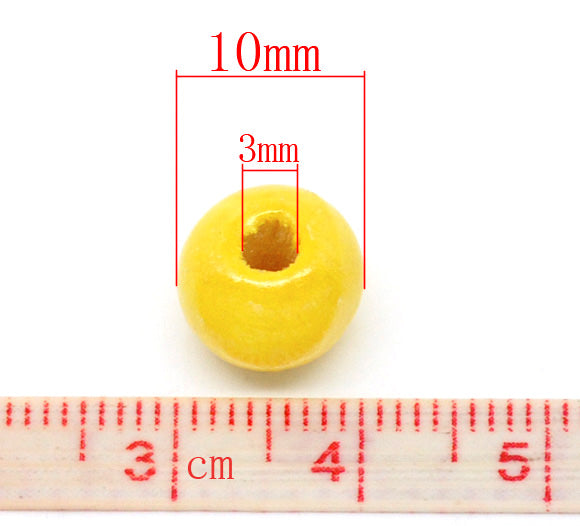 Wooden Beads Round, 10x9mm, Yellow, 200pcs