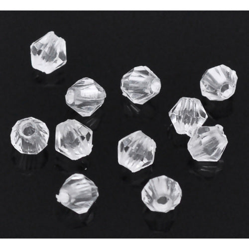 Acrylic Beads Bicone Clear Faceted 4x4mm, 2000pcs
