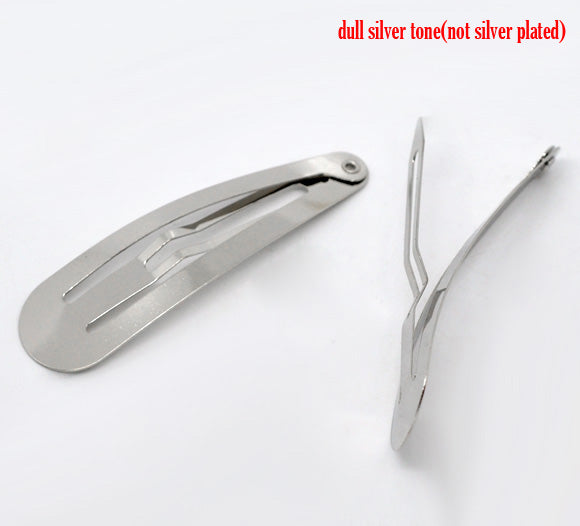 Nickel plated snap hair clip, 6x1.6cm, 30pcs