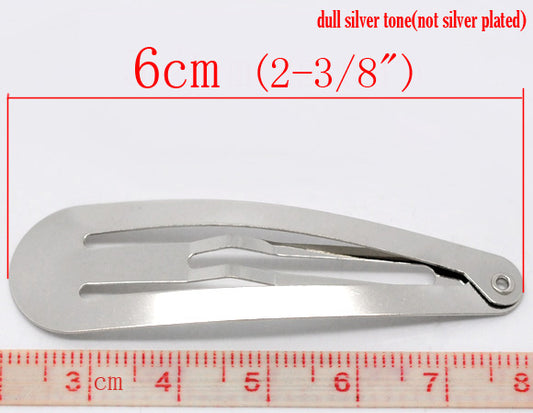 Nickel plated snap hair clip, 6x1.6cm, 30pcs