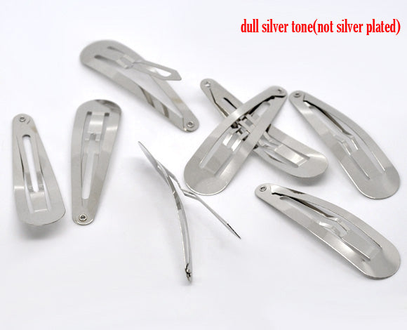 Nickel plated snap hair clip, 6x1.6cm, 30pcs