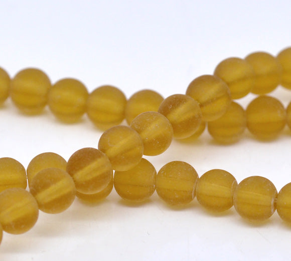 Glass Beads, Round Frosted, Champagne, 6mm, 10 strands - bulk buy