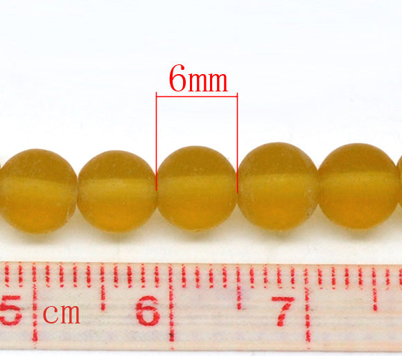 Glass Beads, Round Frosted, Champagne, 6mm, 10 strands - bulk buy