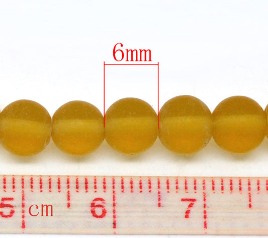 Glass Beads, Round Frosted, Champagne, 6mm, 10 strands - bulk buy