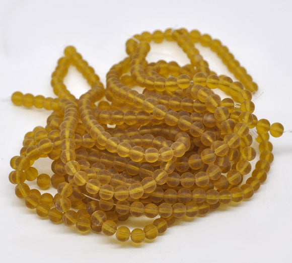 Glass Beads, Round Frosted, Champagne, 6mm, 10 strands - bulk buy