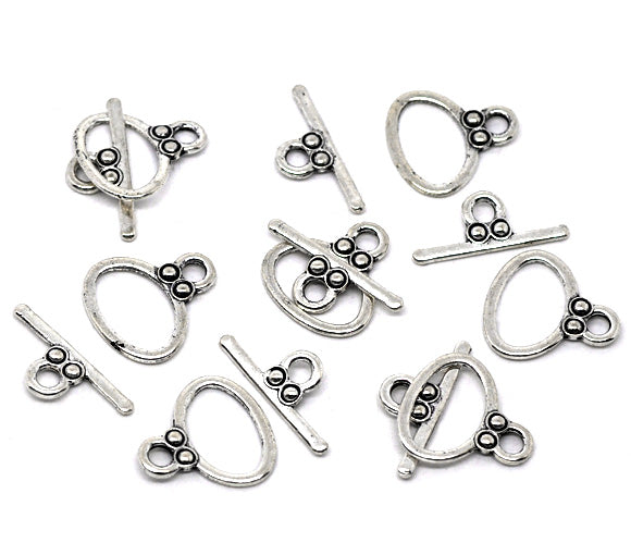 Antique Silver Frame Settings 34x25mm, (fits 20mm Dia) 20pcs - connectors