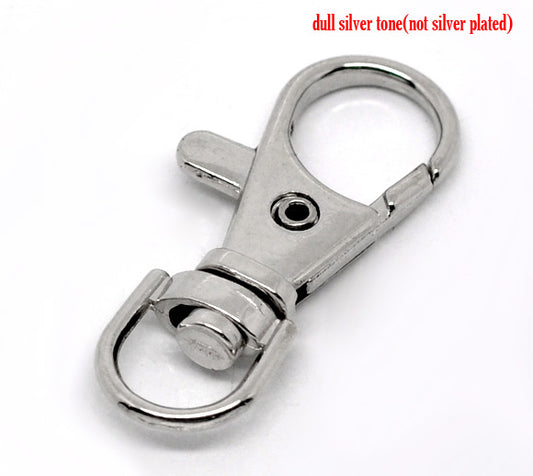 Antique Silver Lobster Swivel Clasps for Key Ring 37x16mm, 20pcs