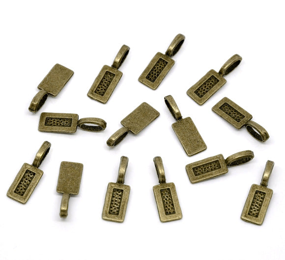 Antique Bronze Plate, Bail 21 x 7mm, Tag shape, glue on pendants 50pcs