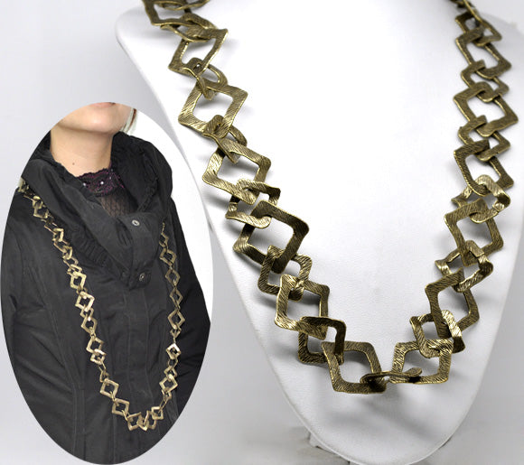 Antique Bronze Square Chain Necklace, chunky, 1 metre