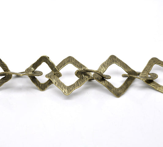 Antique Bronze Square Chain Necklace, chunky, 1 metre