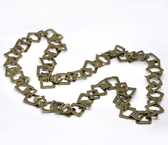 Antique Bronze Square Chain Necklace, chunky, 1 metre