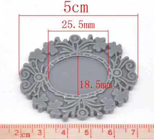 Resin Cabochon Setting, Mixed Colours, 5cm x3.9cm, (fits 25x18mm) 30pcs