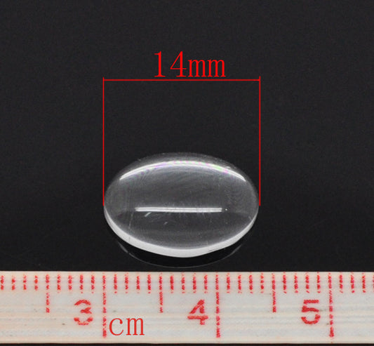 Cabochon, glass, clear, 14x10mm dome. 100pcs