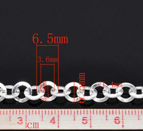 Silver Plate Round Link-Opened Chain 6.5mm, 10 metres