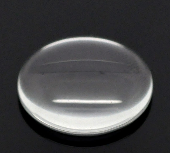 Cabochon, glass, clear, 14mm round dome. 50pcs