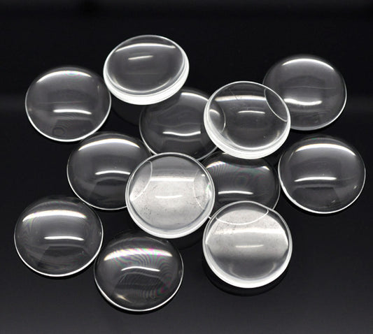 Cabochon, glass, clear, 22mm round dome. 20pcs