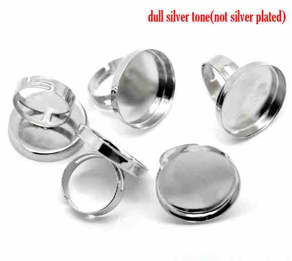 Antique Silver Adjustable Ring Base 18.3mm (fit 25mm), 10pcs