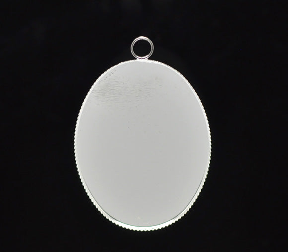 Silver Plated, Cameo Frame Settings Blanks 4.5x3.1cm, 20pcs