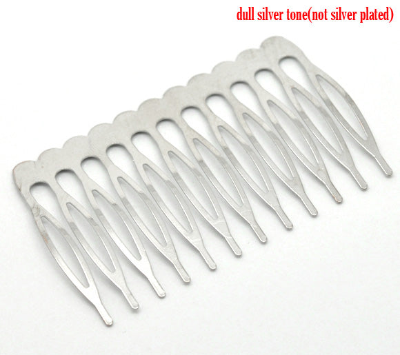 Hair Comb, Antique Silver, 39 x 64mm, 20pcs