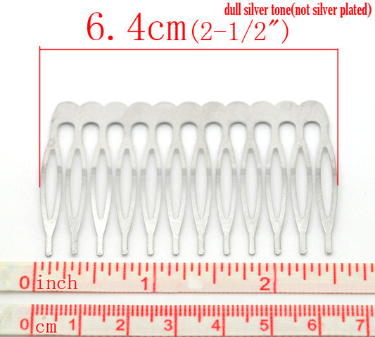 Hair Comb, Antique Silver, 39 x 64mm, 20pcs