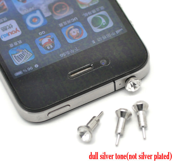 Clear Rhinestone Dust Dustproof Plug 3.5mm iPhone/ iPad Earphone Stopper, 1pc