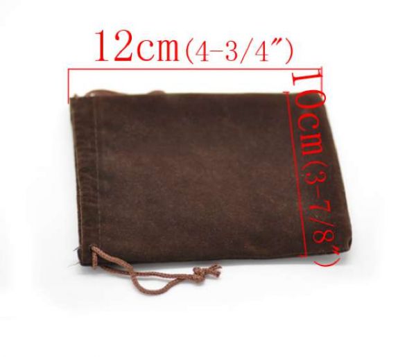 Jewellery Gift Pouches, Velveteen Coffee, 12x 10 cm 10pcs
