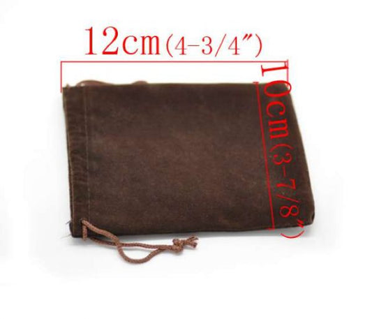 Jewellery Gift Pouches, Velveteen Coffee, 12x 10 cm 10pcs