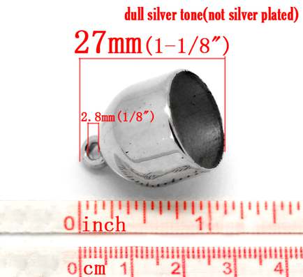 Antique Silver Wrap Scarf Cap Drops 27x21mm, 30pcs