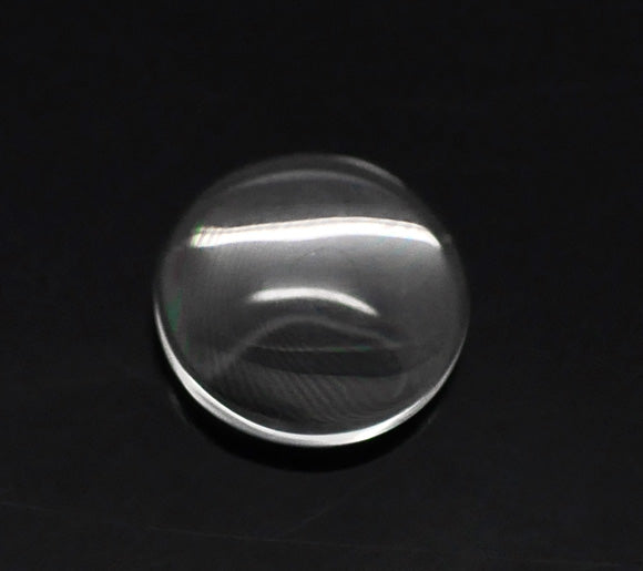 Cabochon, glass, clear, 12mm round dome. 100pcs