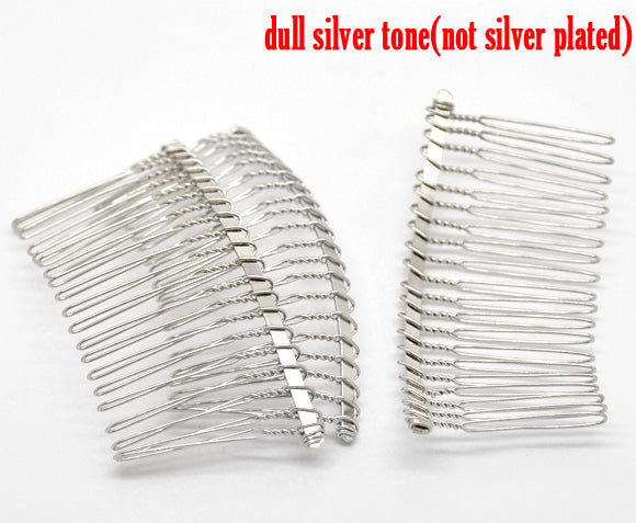 Hair Comb Wire, Nickel Plate, 38mm wide, 7.8mm long, 10pcs