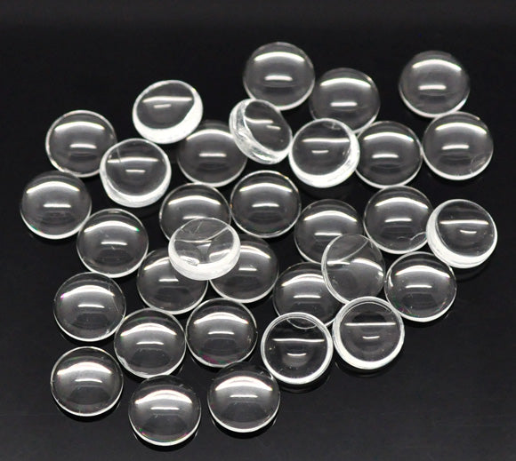 Cabochon, glass, clear, 08mm round dome. 200pcs