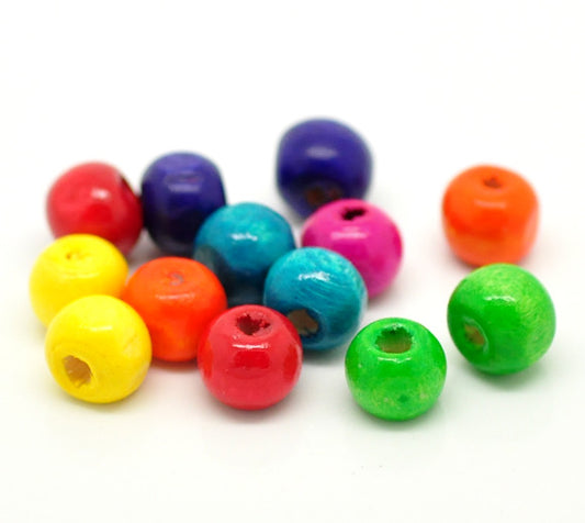 Wooden Beads Round, 08x6mm, Mixed, 1000pcs