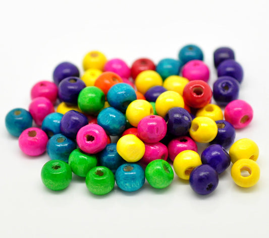 Wooden Beads Round, 08x6mm, Mixed, 1000pcs