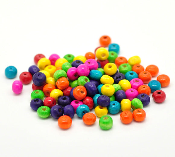 Wooden Beads Round, 06x3mm, Mixed, 2000pcs