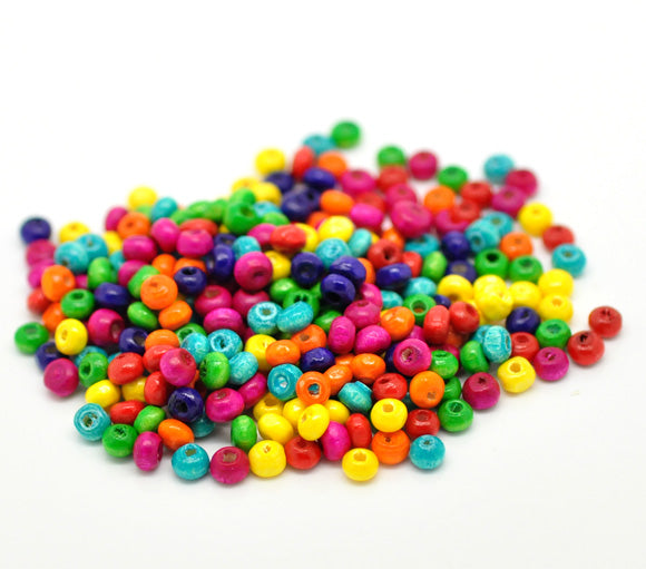 Wooden Beads Round, 04x3mm, Mixed, 3000pcs