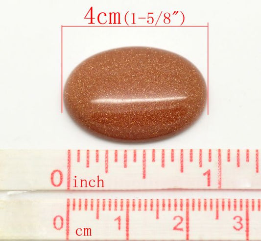 Brown Gold Sandstone Oval Cabochons 40 x 30mm, 3pcs