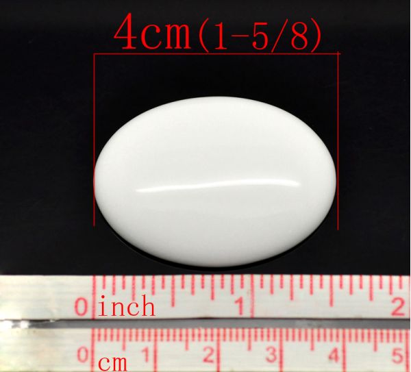 White Stone Oval Cabochons 40 x 30mm, 3pcs