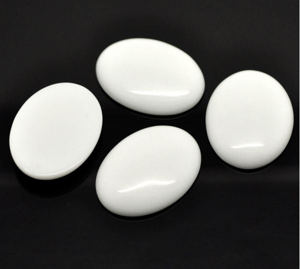 White Stone Oval Cabochons 40 x 30mm, 3pcs