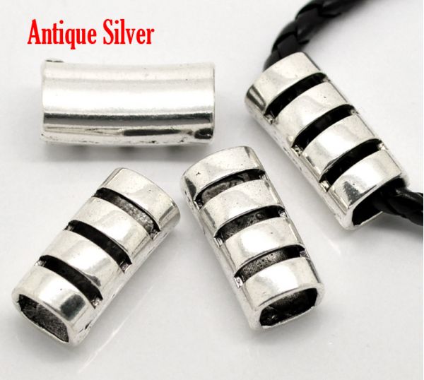 Antique Silver Tube Beads 28x13mm(1-1/8"x1/2"), 10 pcs