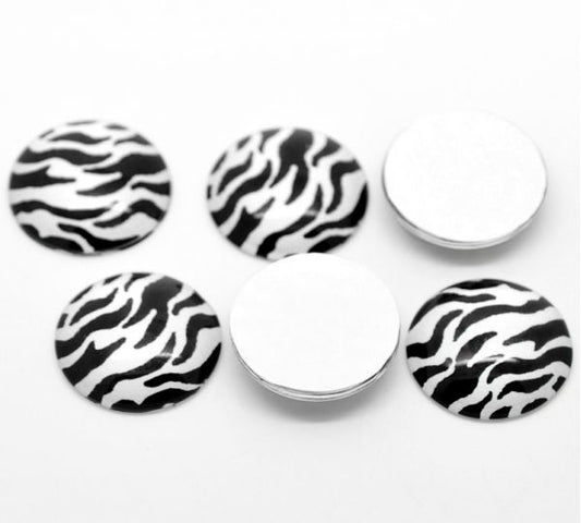 Glass Cabochon, Zebra, 25mm 2pc