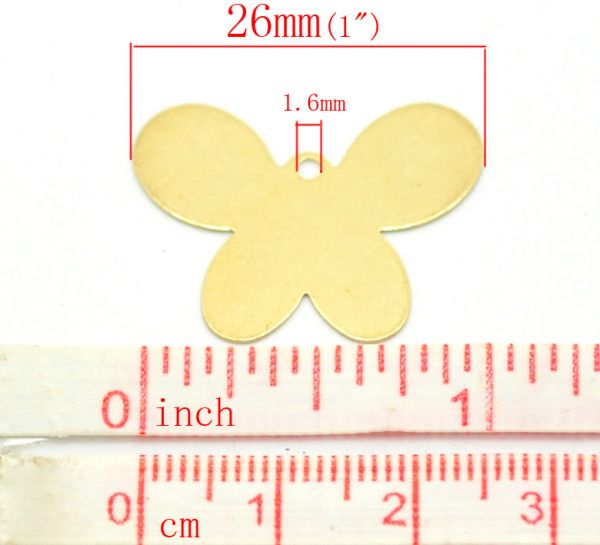 Brass Blank Stampings Butterfly tags, 2.6x2.0cm, 50pcs