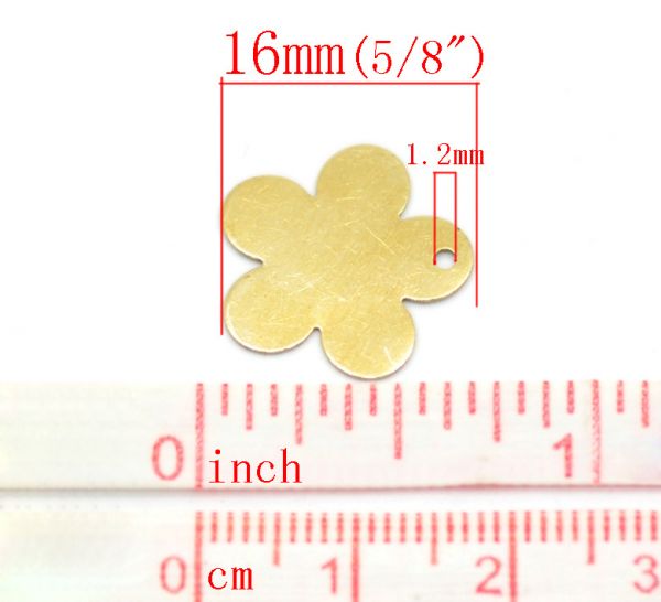 Brass Blank Stampings Flower tags, 17x16mm, 100pcs