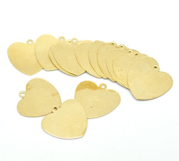 Brass Blank Stampings Love Heart tags, 18x18mm, 50pcs
