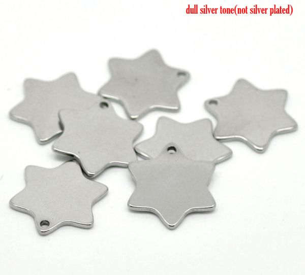Antique Silver Stainless Steel Blanks for Stamping, Star Charm, 20pcs