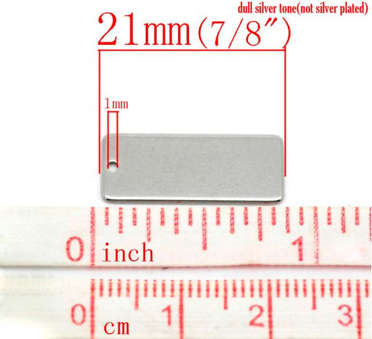 Antique Silver Stainless Steel Blanks for Stamping, Tag Charm, 20pcs