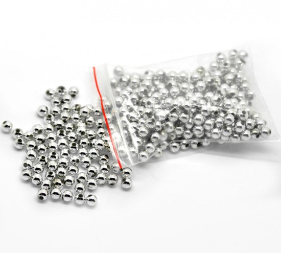 Acrylic Beads Round Silver 5mm, 1000pcs