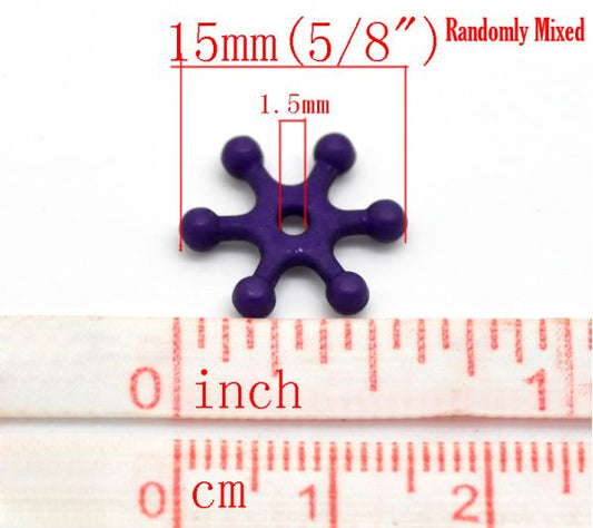 Acrylic Spacer Beads, Snowflake, Mixed Colours, 15x14mm, 500pcs