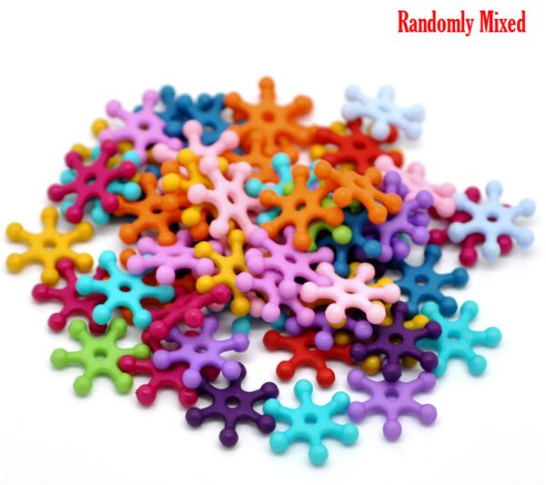 Acrylic Spacer Beads, Snowflake, Mixed Colours, 15x14mm, 500pcs