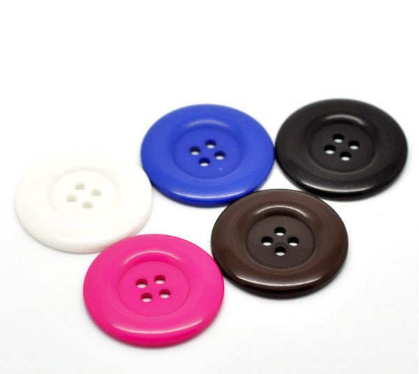 Resin Buttons, Mixed round 4 holes, 38mm, 50pcs