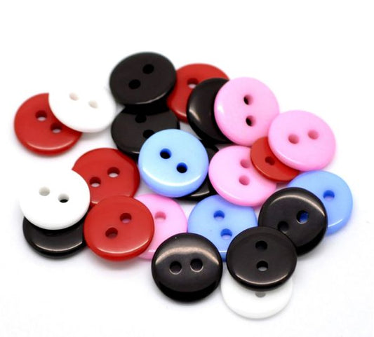 Resin Buttons, Mixed round 2 holes, 11mm, 500pcs